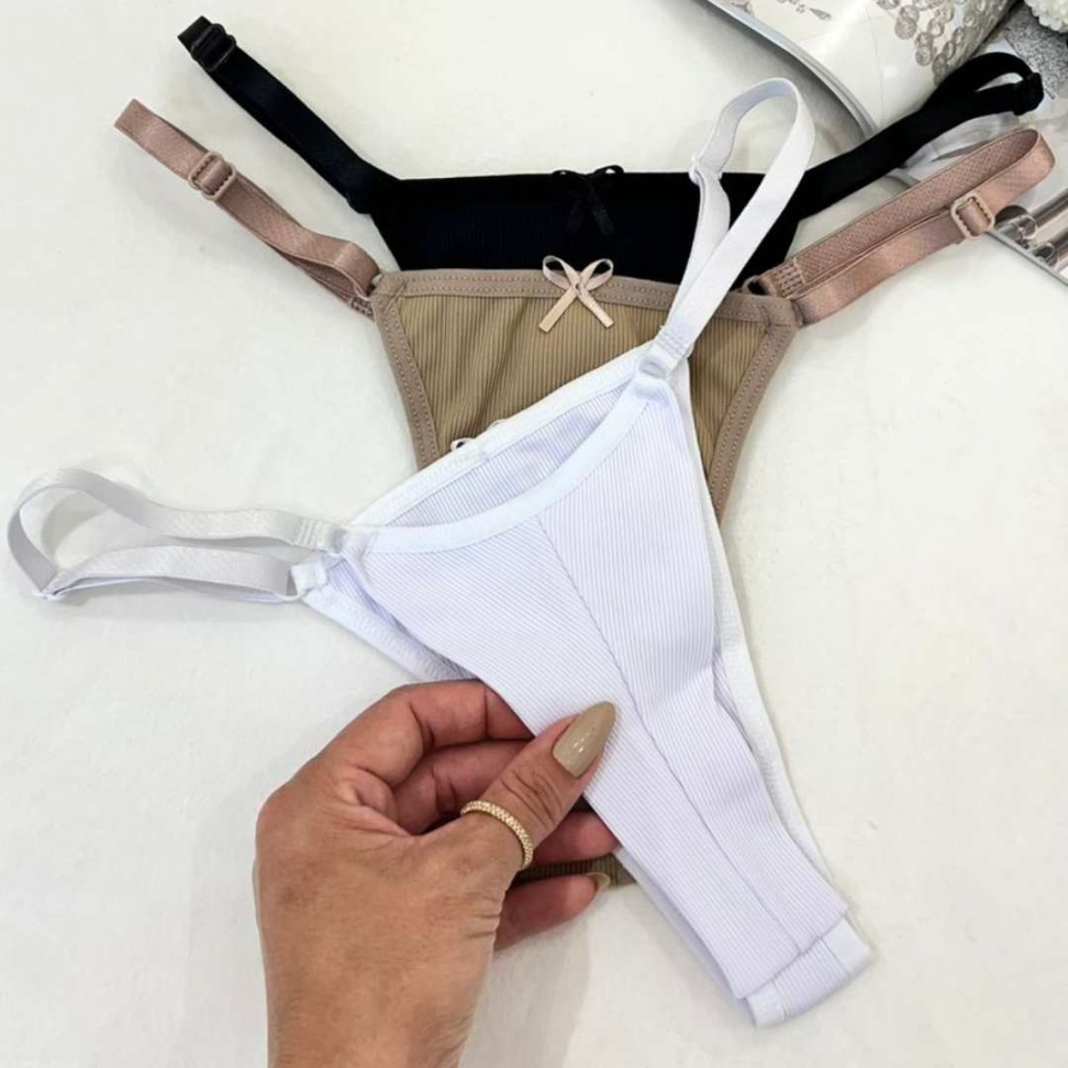 Tanga Encanto Ref 894 com Regulagem Lateral Microfibra Canelada Ajuste Perfeito e Conforto Premium - #5