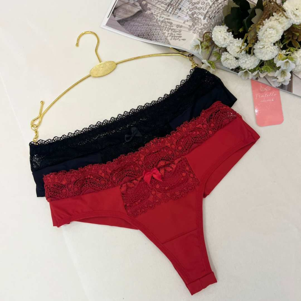 Tanga Marinele Ref 148 Microfibra com Renda Delicada Confortável Calcinha Feminina Sexy Dia a Dia - #2