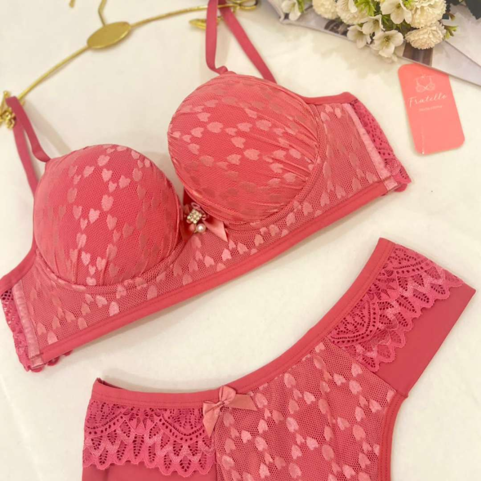 Conjunto Lingerie Janayca Ref 259 Renda Coração Sutiã Com Bojo Tanga Fio Duplo Sexy Luxo - #8