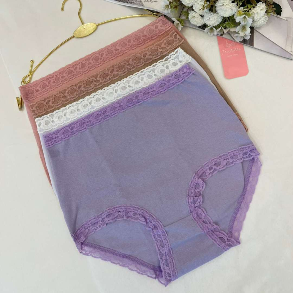 Calçola Realeza Ref 896 Algodão Cintura Alta Confortável com Renda Calcinha Feminina - #4