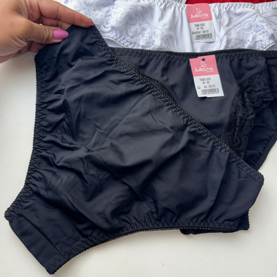 Calcinha Feminina com Renda e Laterais Largas Ref. 153 Bibi - #4