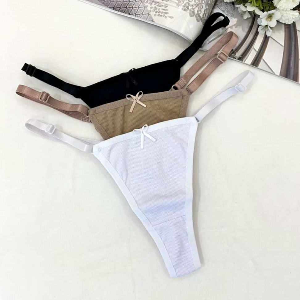 Tanga Encanto Ref 894 com Regulagem Lateral Microfibra Canelada Ajuste Perfeito e Conforto Premium - #4