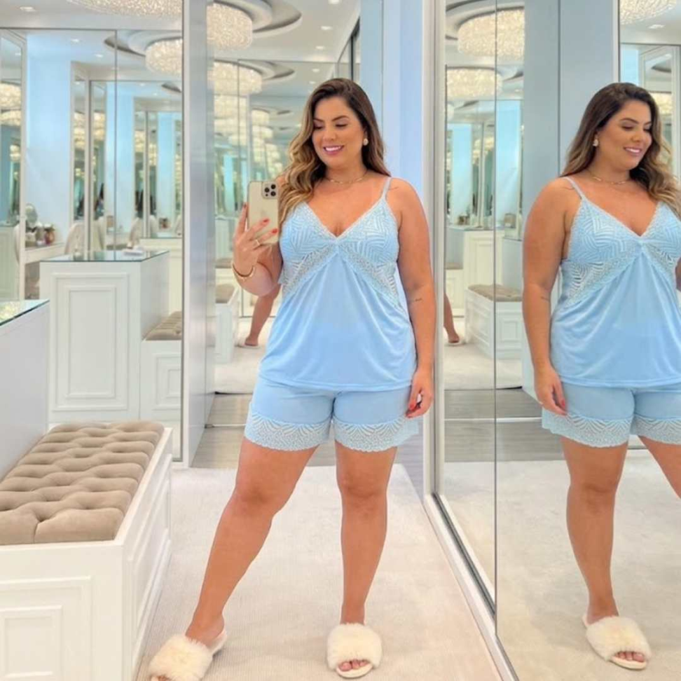 Baby Doll Iris Plus Size em Liganete com Renda Conforto Elegância e Caimento Perfeito Ref. 628 - #6