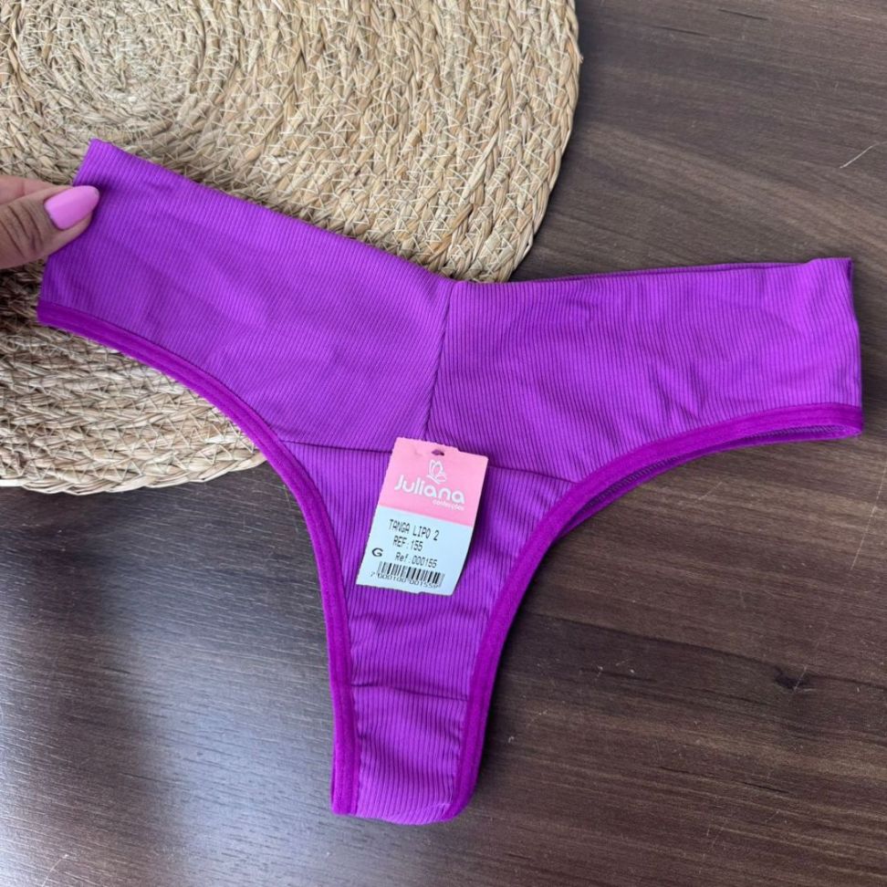 Calcinha Tanga Lipo Canelada Ref. 155 Conforto e Modelagem Perfeita - #5