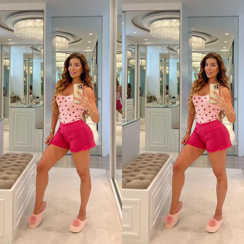 Baby Doll Sofie Canelado Feminino Conjunto Short Doll Confortável Alça Fina Pijama Curto Estampado - #7