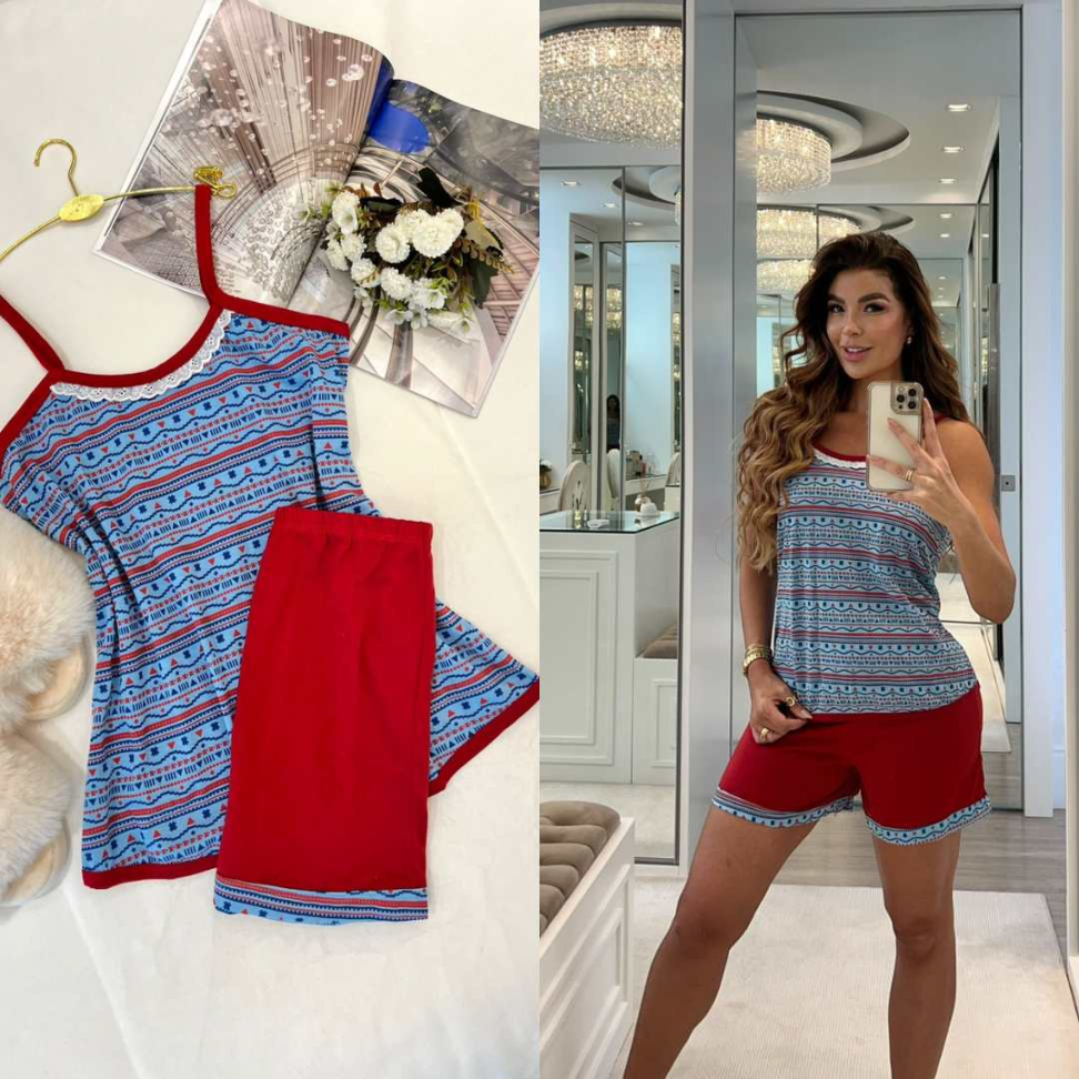 Bermudoll Malha Ref 740 Conjunto Confortável Estampado com Short e Alcinha - #5