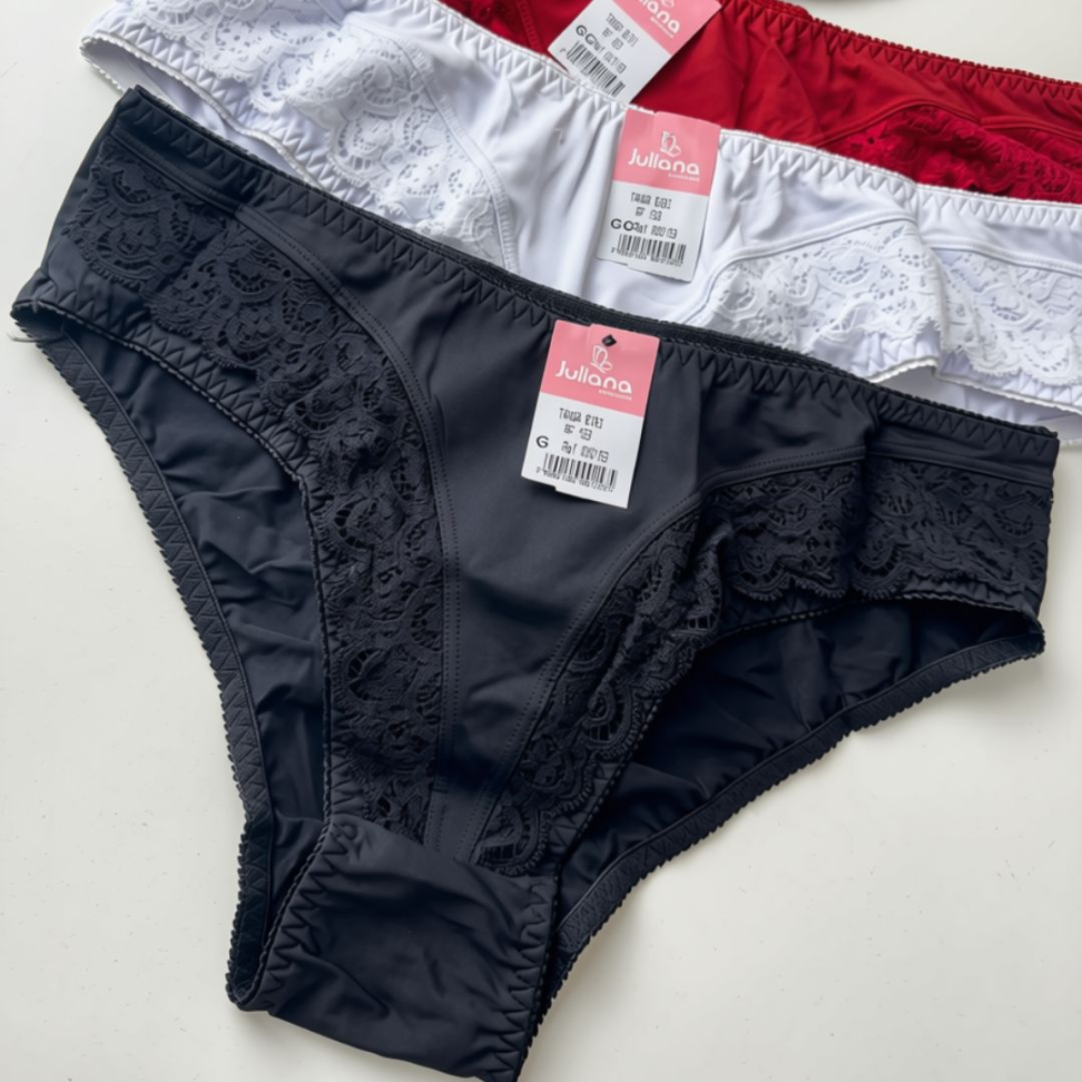 Calcinha Feminina com Renda e Laterais Largas Ref. 153 Bibi - #3