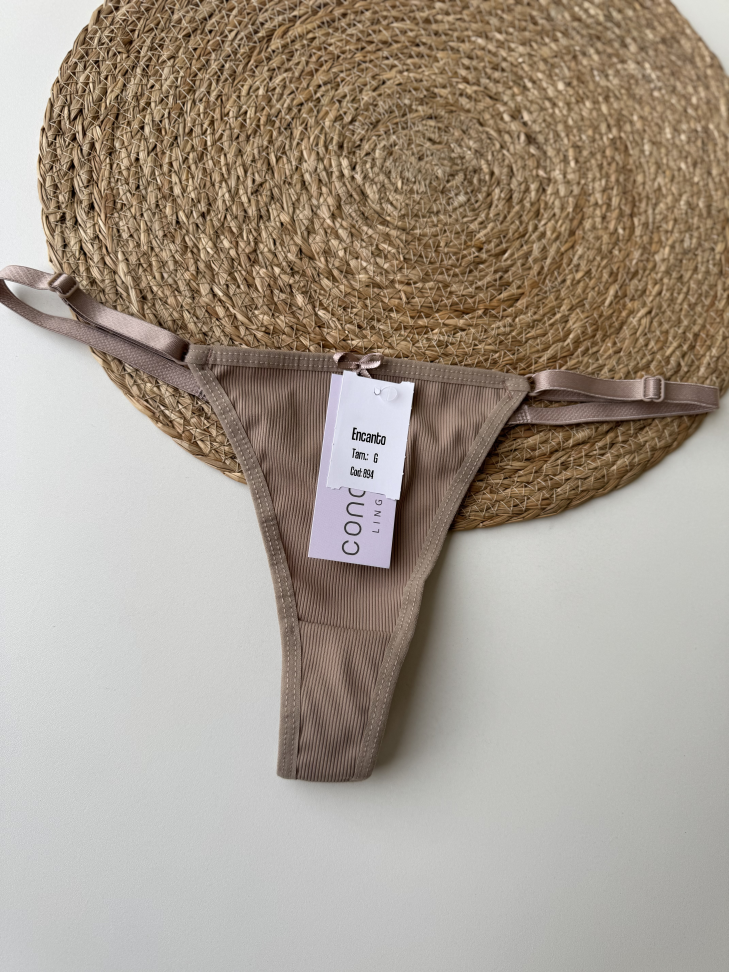 Tanga Fio Duplo Lateral Com Regulagem Canelada - #10