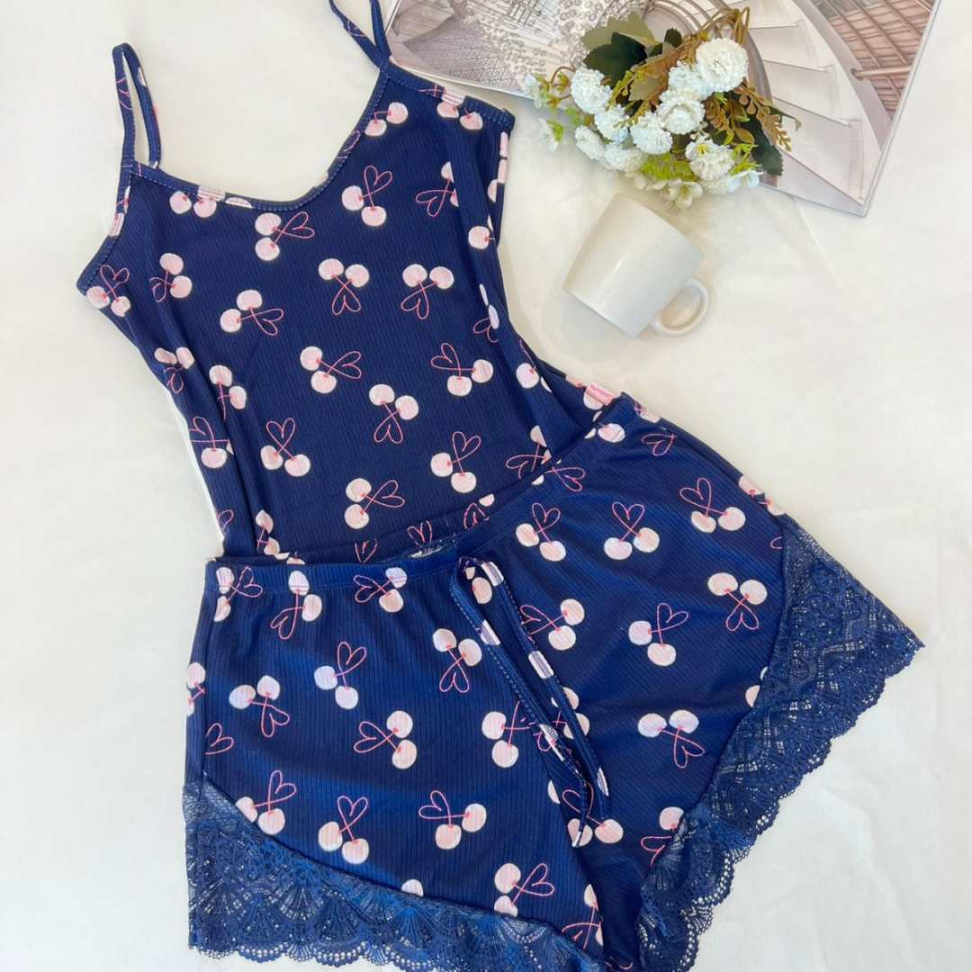 Baby Doll Comfy Estampado com Renda e Short Confortável Leve e Moderno Ref. 0338 - #6