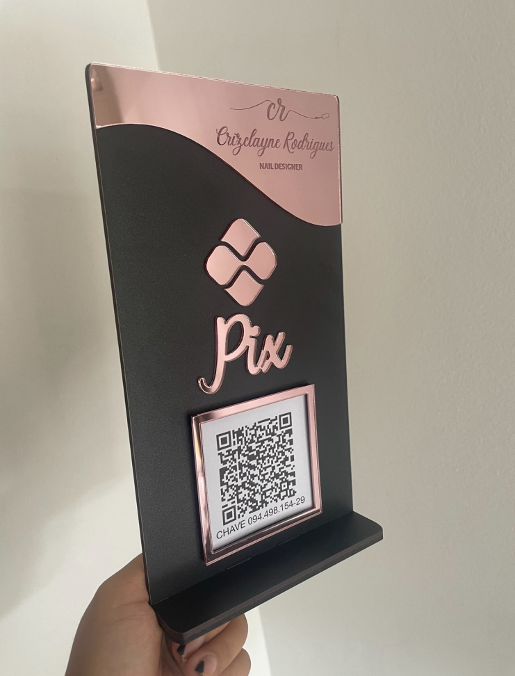 Placa 1 QRCODE, mdf com acrílico (14x25) - #2