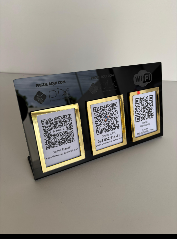 Placa 3 Qrcode em acrílico 17x30 - #2