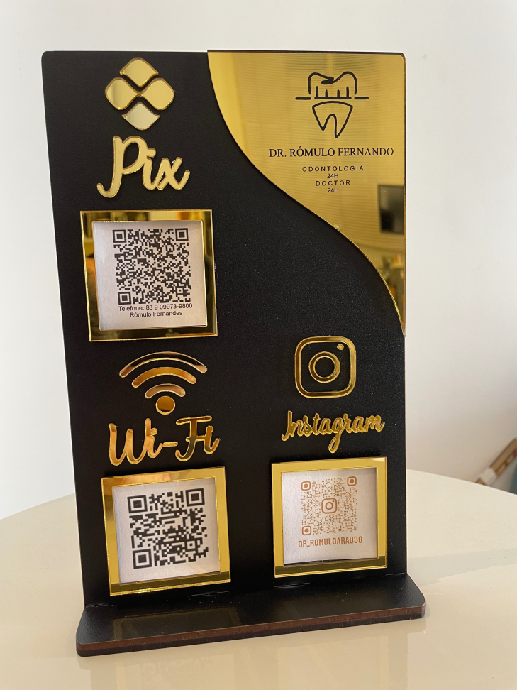 Placa 3 QRCODE, mdf com acrílico (16x25) - #9