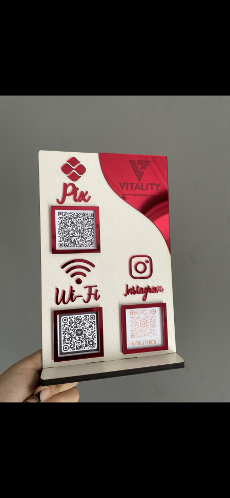 Placa 3 QRCODE, mdf com acrílico (16x25) - #3
