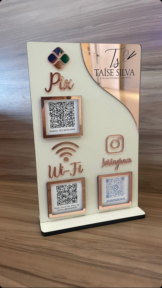 Placa 3 QRCODE, mdf com acrílico (16x25) - #8