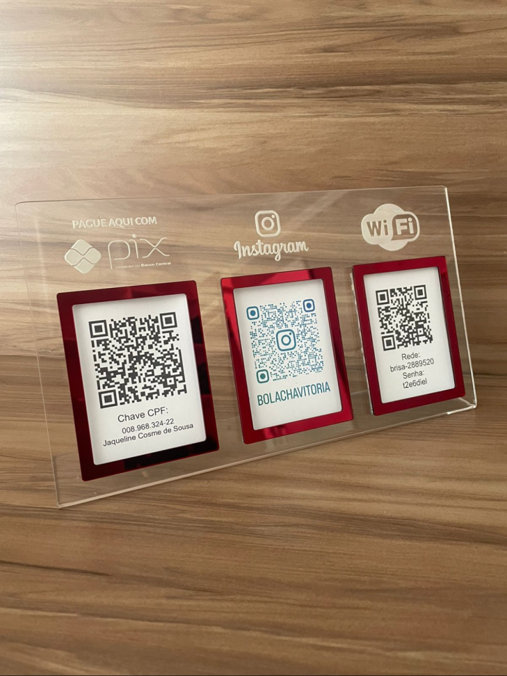 Placa 3 Qrcode em acrílico 17x30 - #9