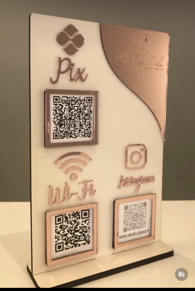 Placa 3 QRCODE, mdf com acrílico (16x25) - #2