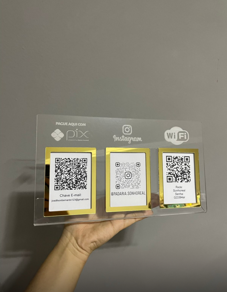 Placa 3 Qrcode em acrílico 17x30 - #5