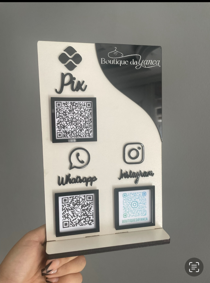 Placa 3 QRCODE, mdf com acrílico (16x25) - #5
