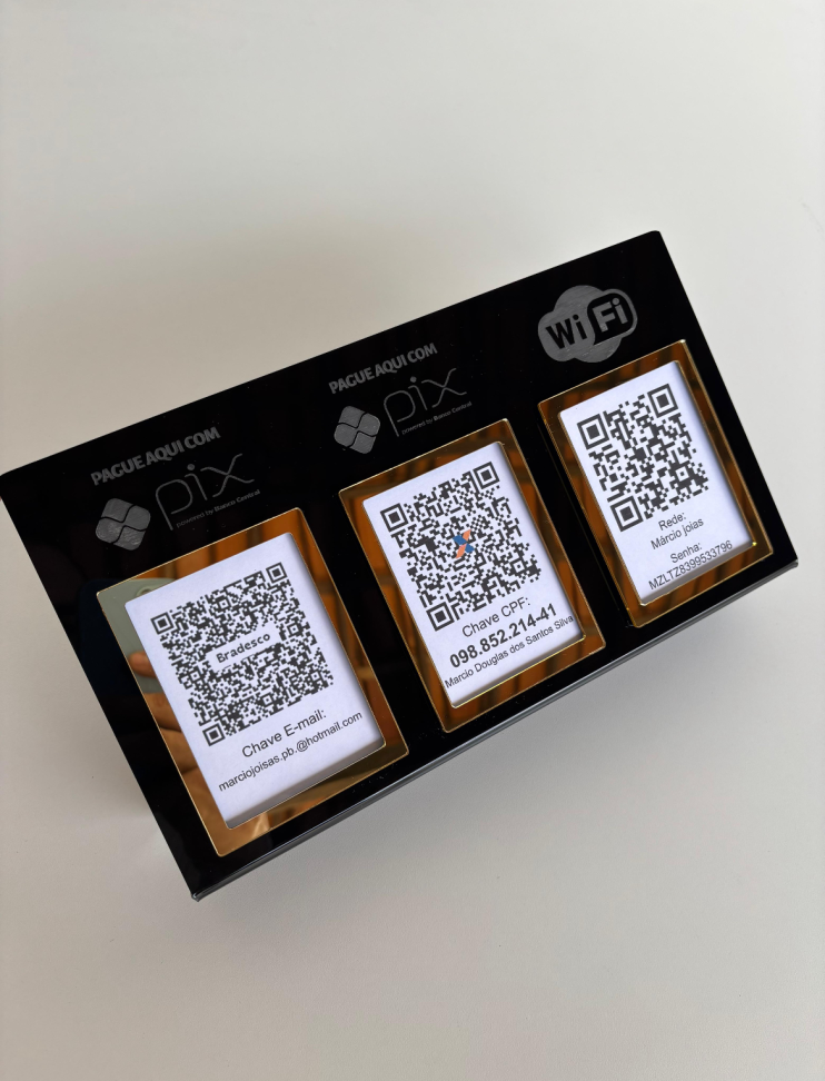 Placa 3 Qrcode em acrílico 17x30 - #8