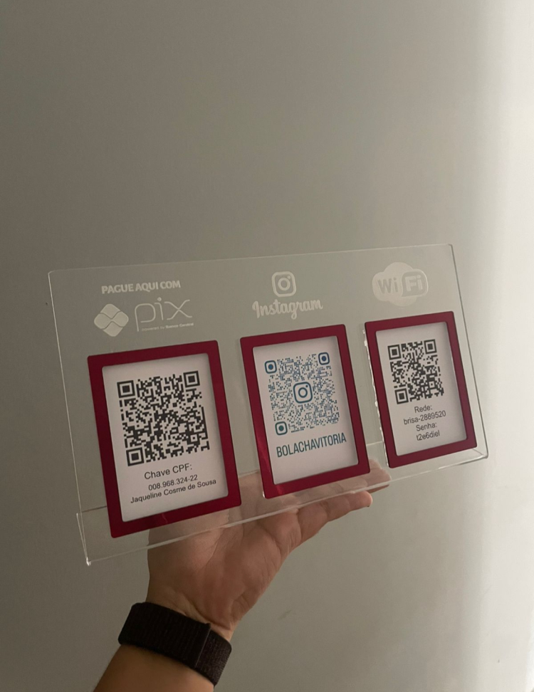 Placa 3 Qrcode em acrílico 17x30 - #3