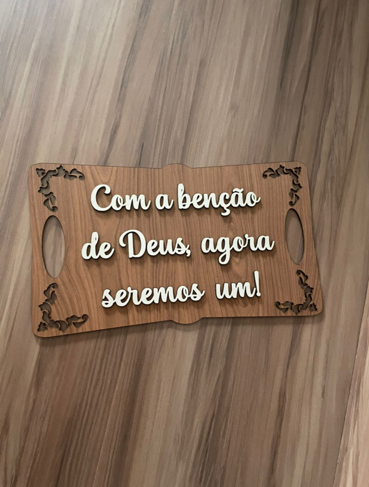 Placa amadeira retangular com detalhes vazado - #2