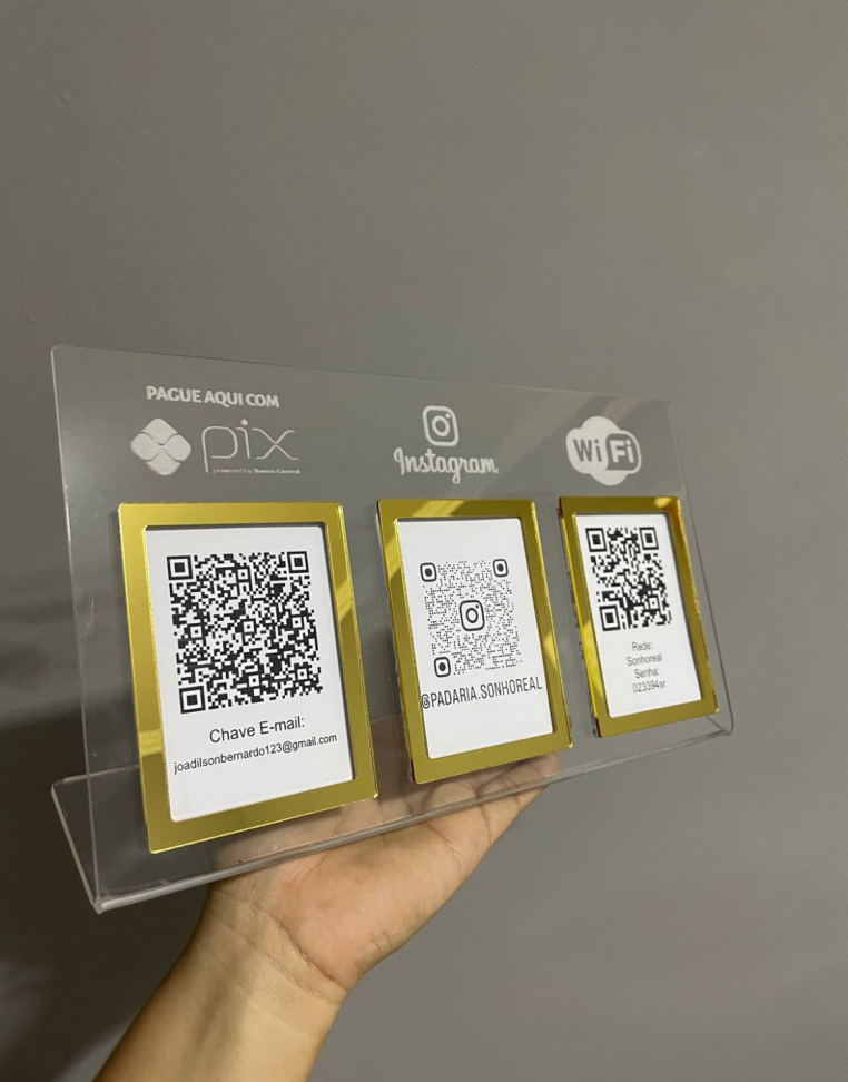 Placa 3 Qrcode em acrílico 17x30 - #4