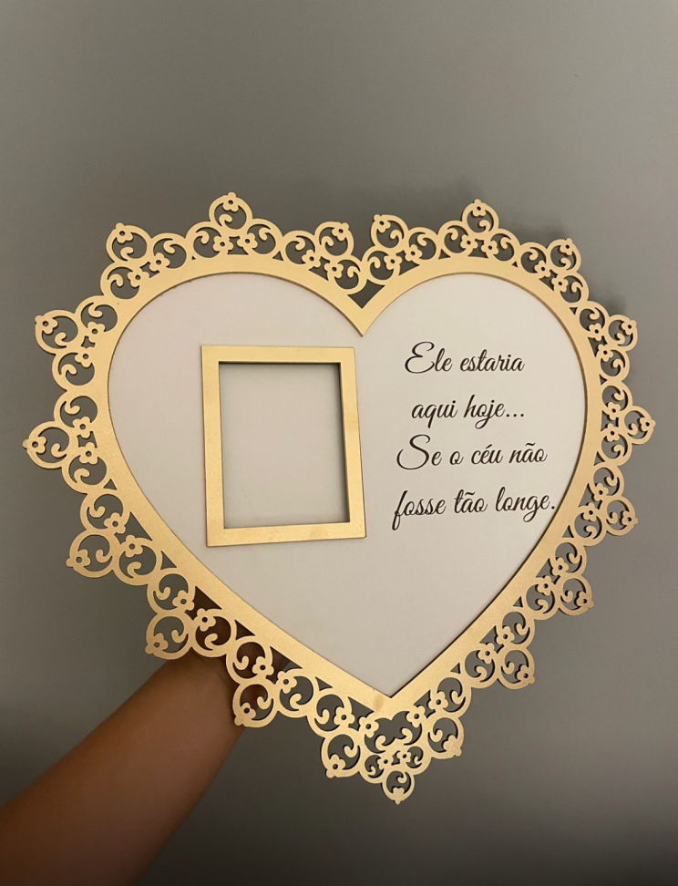 Placa coração homenagem com 1 foto - #2