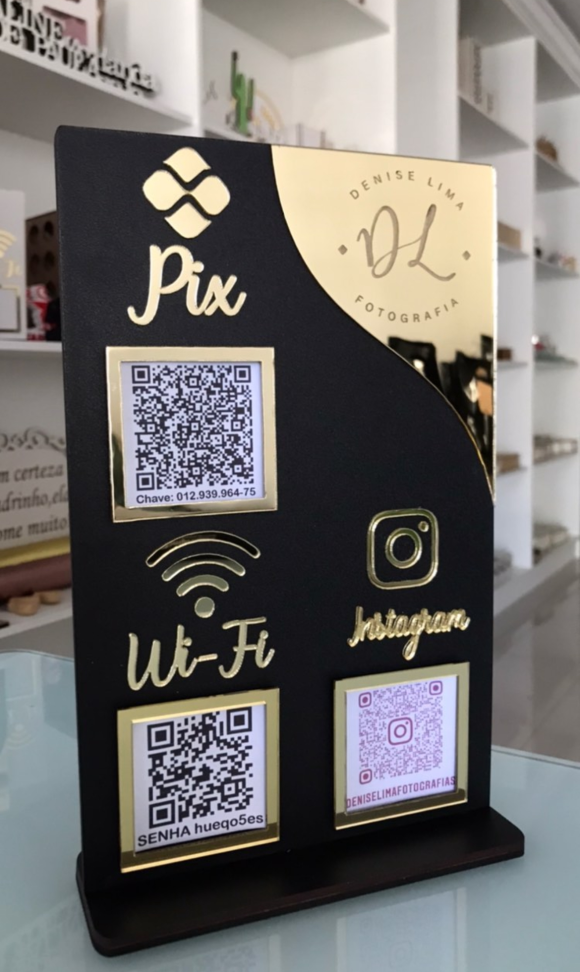 Placa 3 QRCODE, mdf com acrílico (16x25) - #7