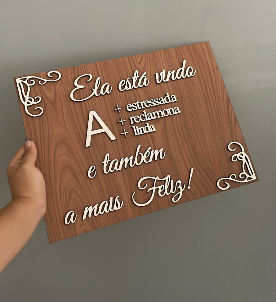 Placa em mdf revestido amadeirado retangular - #6