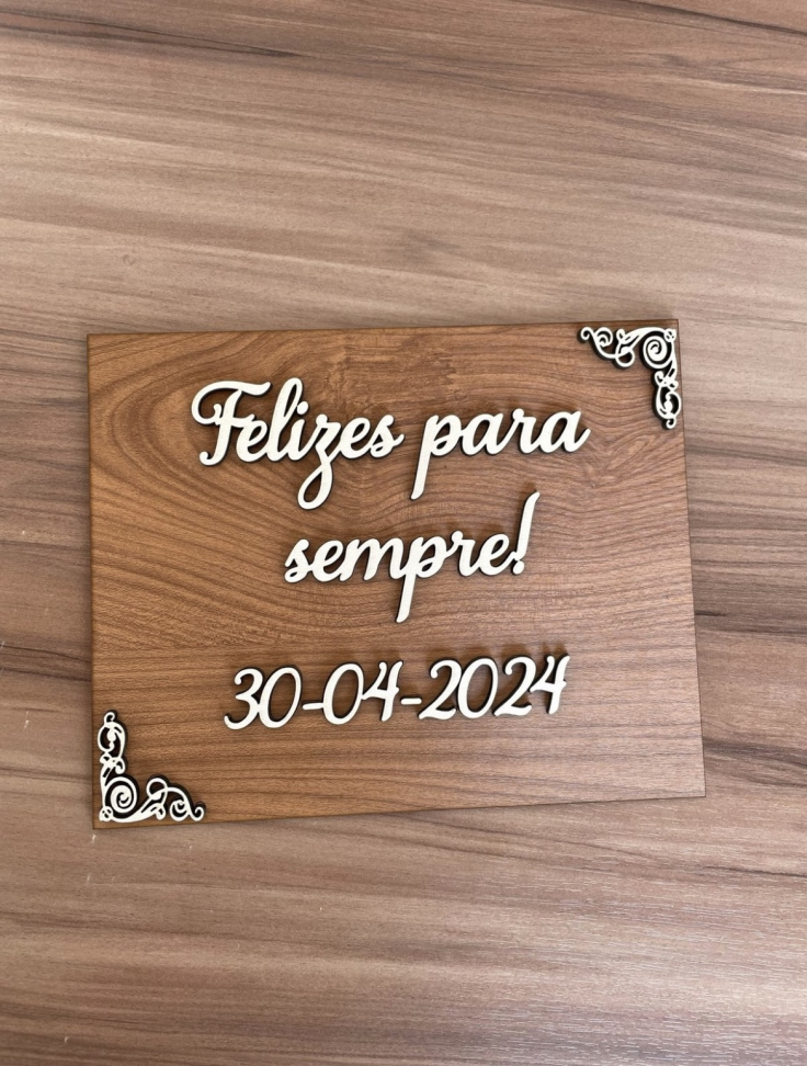 Placa em mdf revestido amadeirado retangular - #2