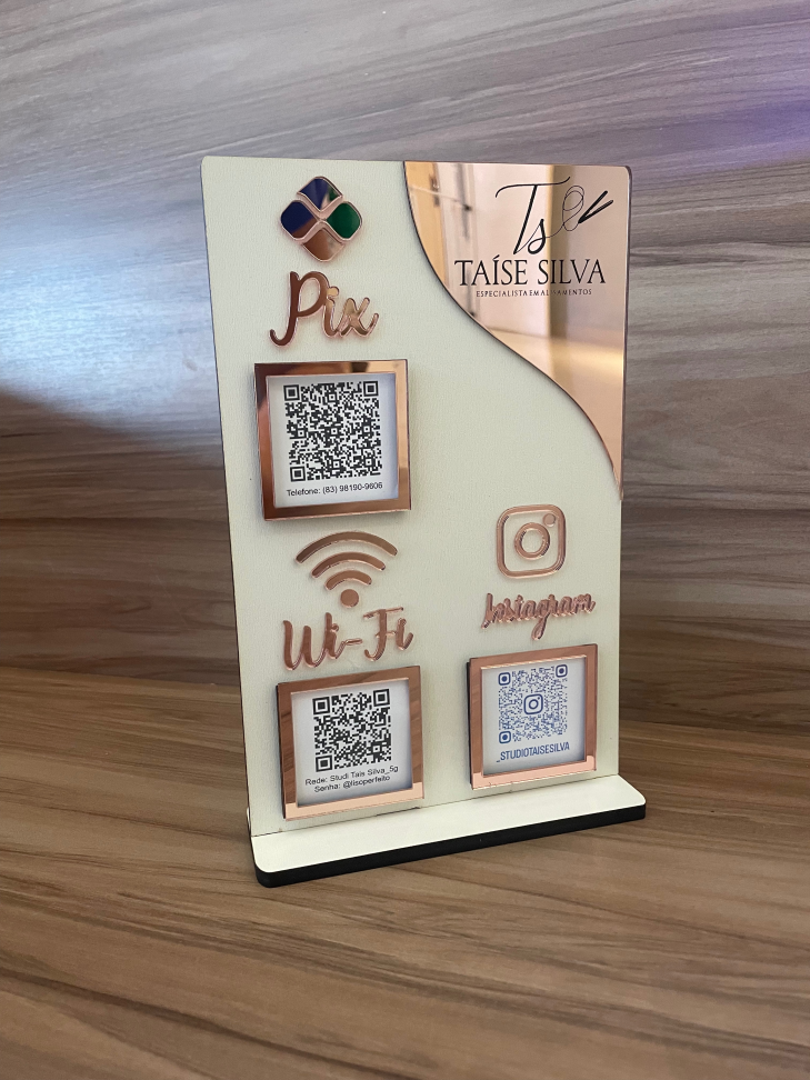 Placa 3 QRCODE, mdf com acrílico (16x25) - #10