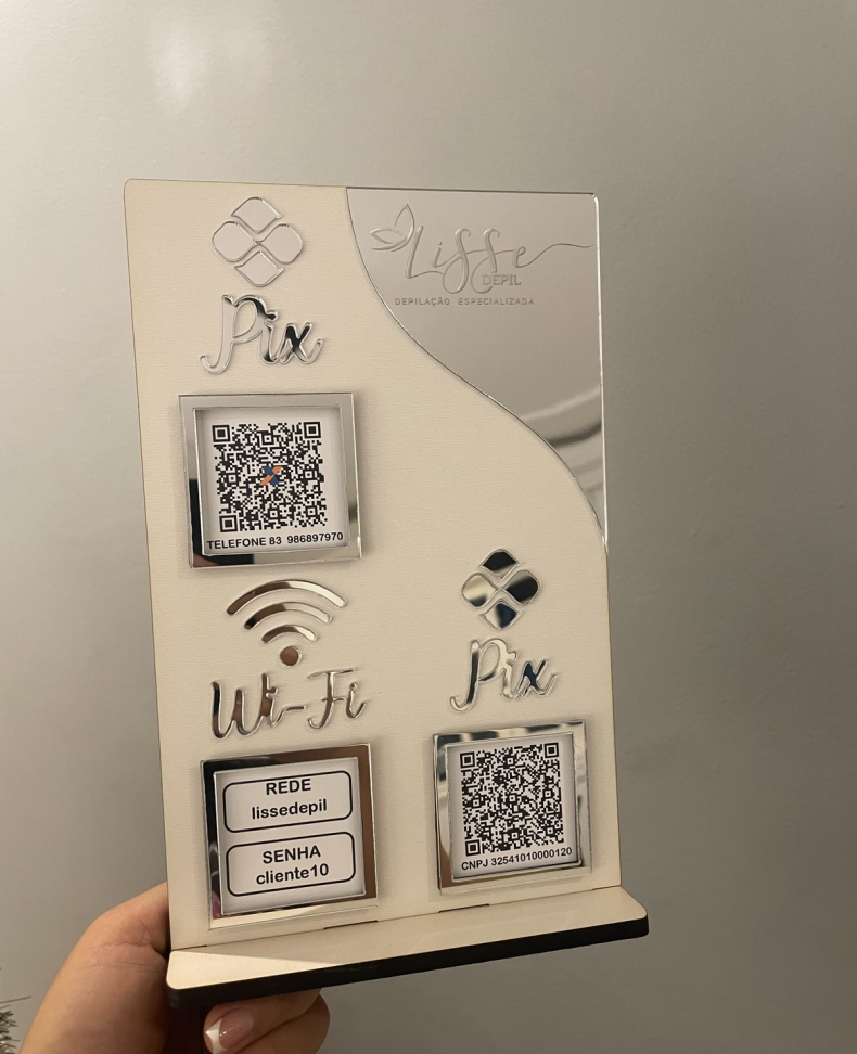 Placa 3 QRCODE, mdf com acrílico (16x25) - #6