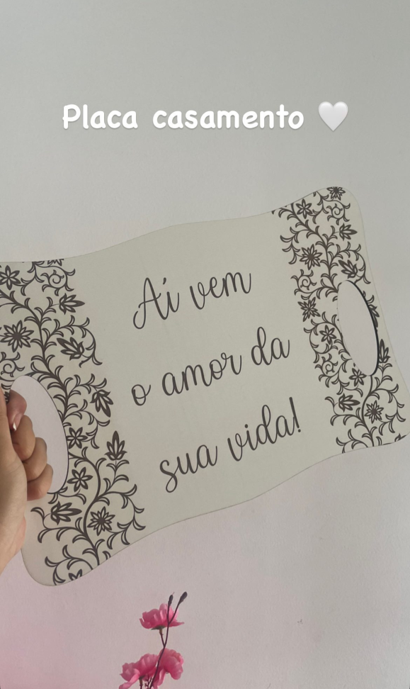 Placa de Casamento com detalhes folhagem - #2