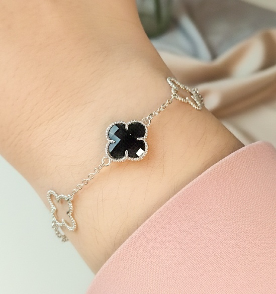 Pulseira Dalila Banhada a Prata Pŕeto - #3