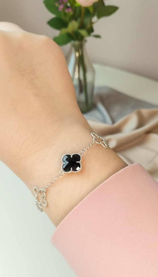 Pulseira Dalila Banhada a Prata Pŕeto - #2