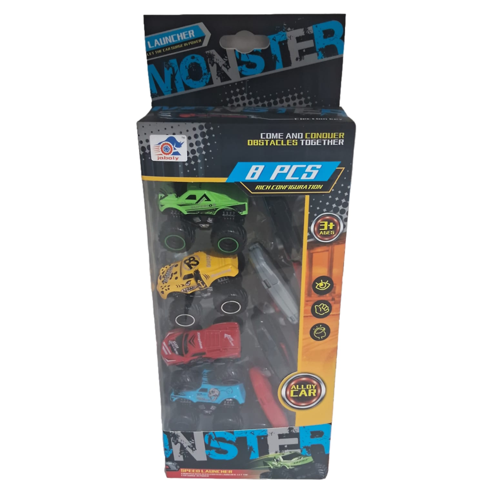 kit 8 Peças,  4 Carrinhos Monster Truck Com  4 lançador - #4