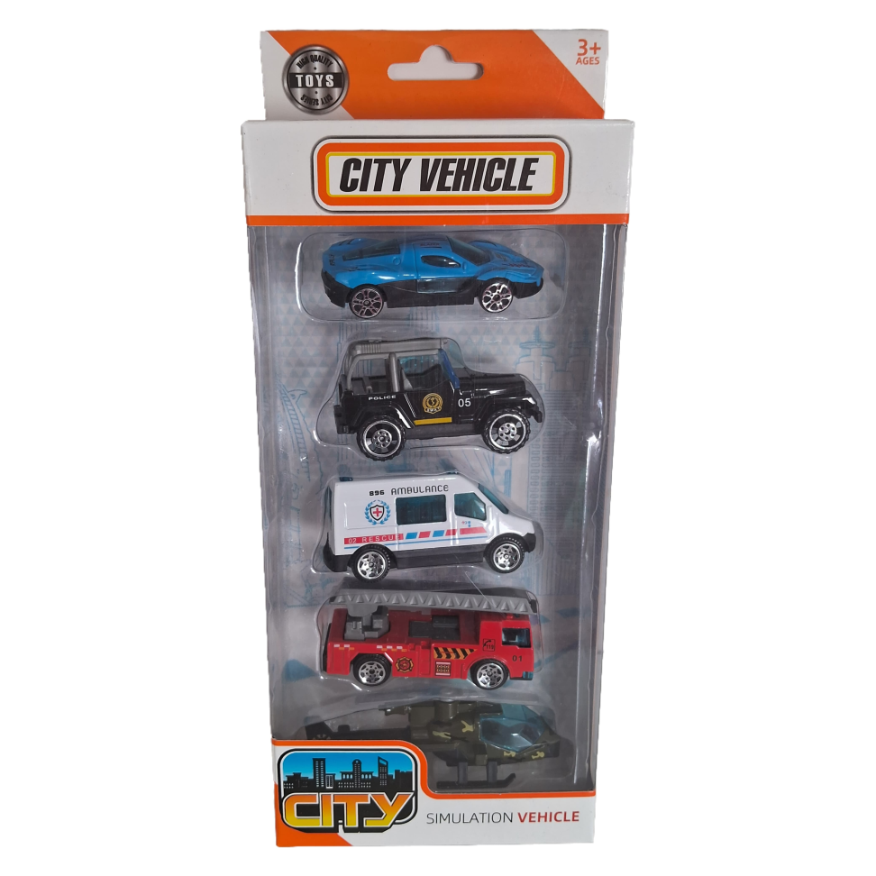 Carrinhos City Vehicle Pack 5 Carros - Diversos Modelos - Mattel - Original - 1:64