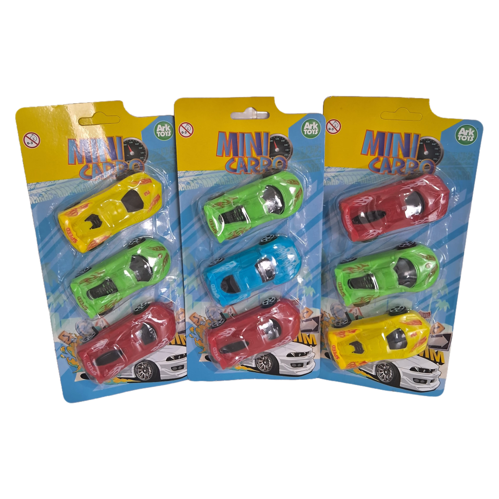 Carrinho Roda Livre 3 Peças Coloridos Diversos