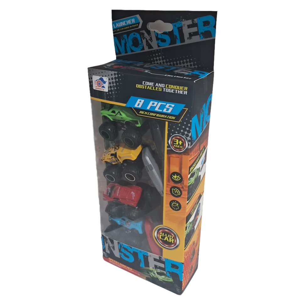 kit 8 Peças,  4 Carrinhos Monster Truck Com  4 lançador - #5