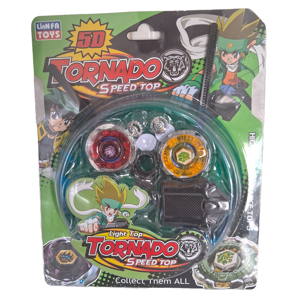 Brinquedo 2 BayBlade Piões Tornado Speed Top + 1 Arena + 2 Lançador