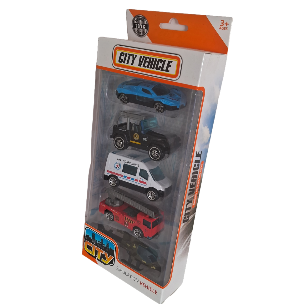 Carrinhos City Vehicle Pack 5 Carros - Diversos Modelos - Mattel - Original - 1:64
