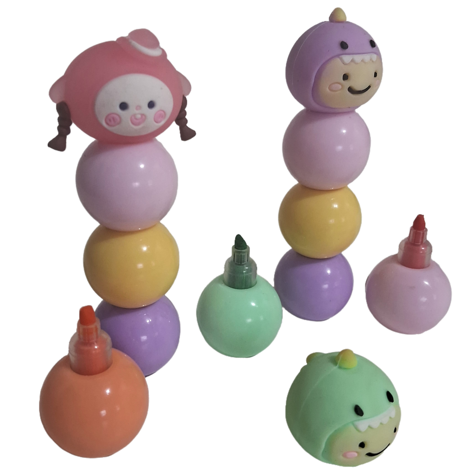 Mini Marca Texto Fofo Unicórnio Bichinho 3 peças