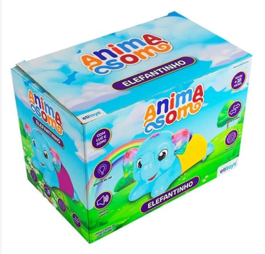 ELEFANTE BATE E VOLTA COM SOM E LUZ A PILHA ETITOYS