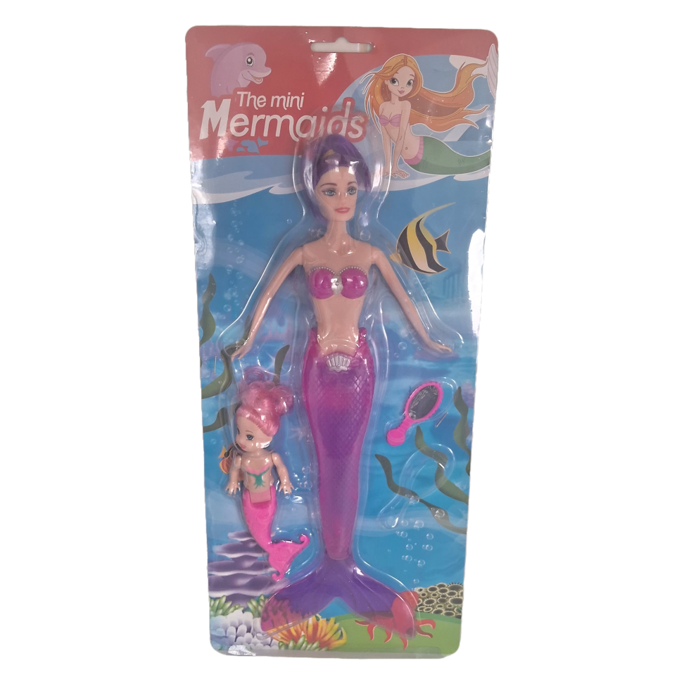 Boneca sereia mãe e filha articulada com luz - boneca Barbie sereia + mini sereia e acessórios
