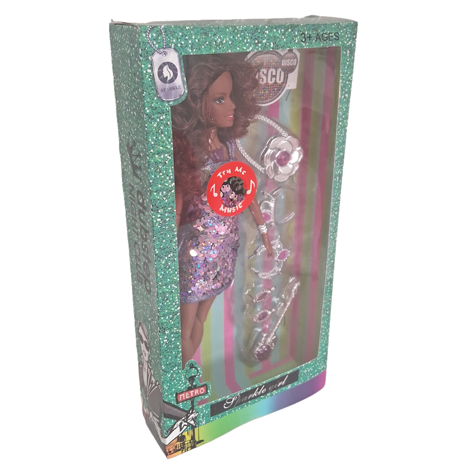 Boneca com Vestido Brilhante Morena com Acessórios ACENDE LUZ E C/SOM - #4