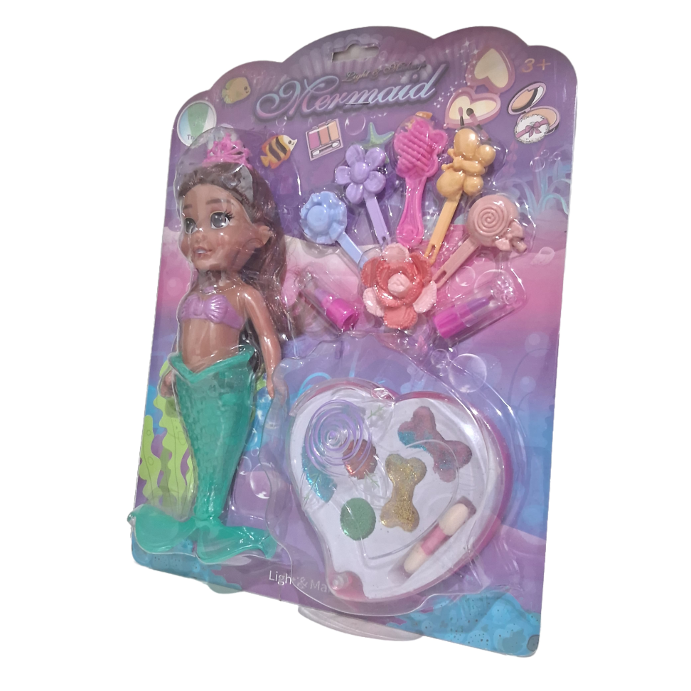 Brinquedo e Boneca de Maquiagem Princesa Sereia com Luz LED - #4
