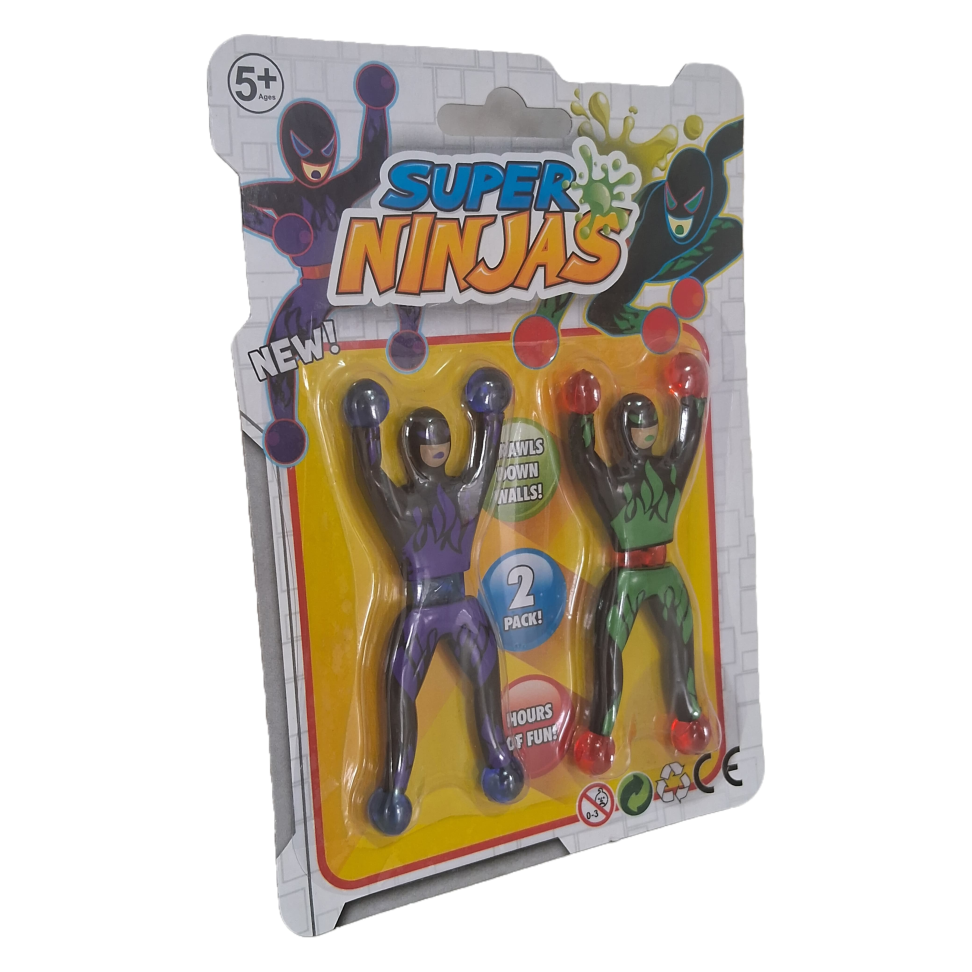 2 Bonecos Super Ninja Cartela Gruda Na Parede Ou Vidro