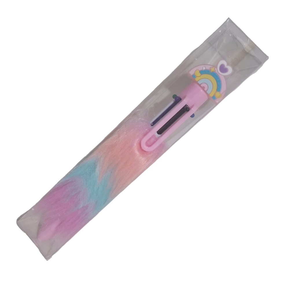 Caneta Pelúcia 6 cores esferográfica Luxuosa