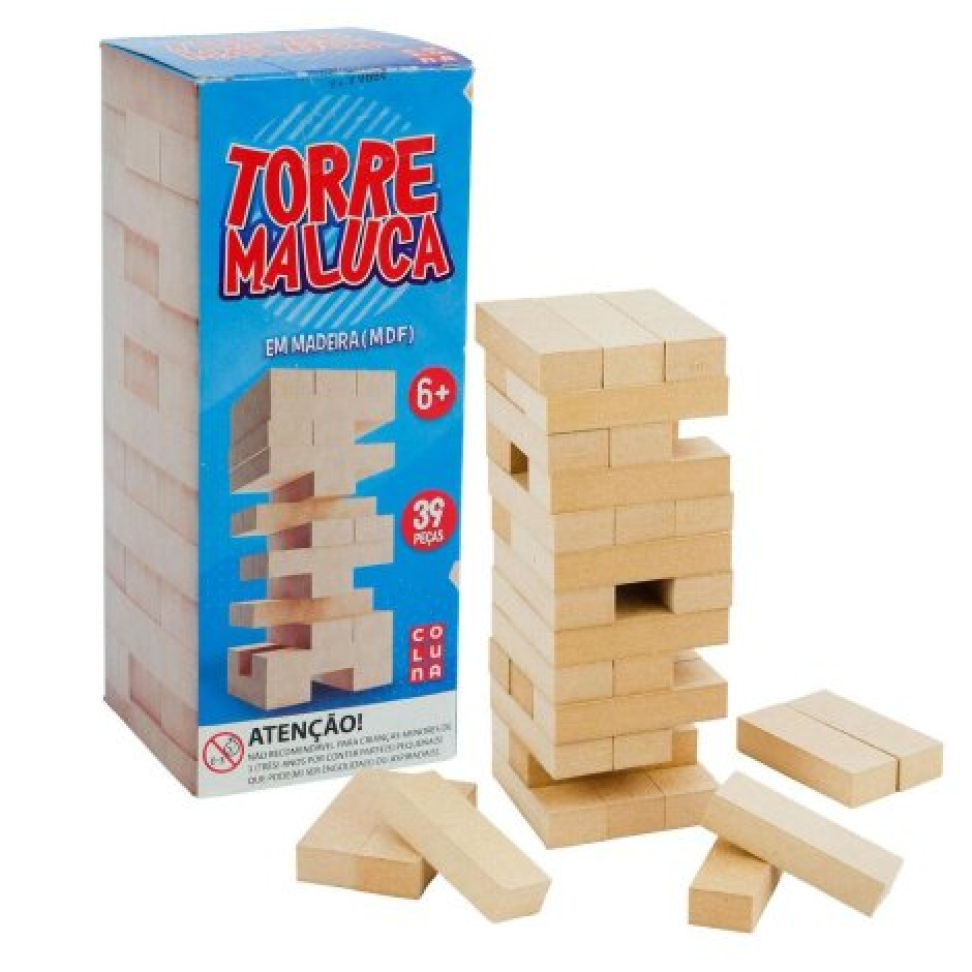 Jogo Torre Maluca 39 Peças de Madeira