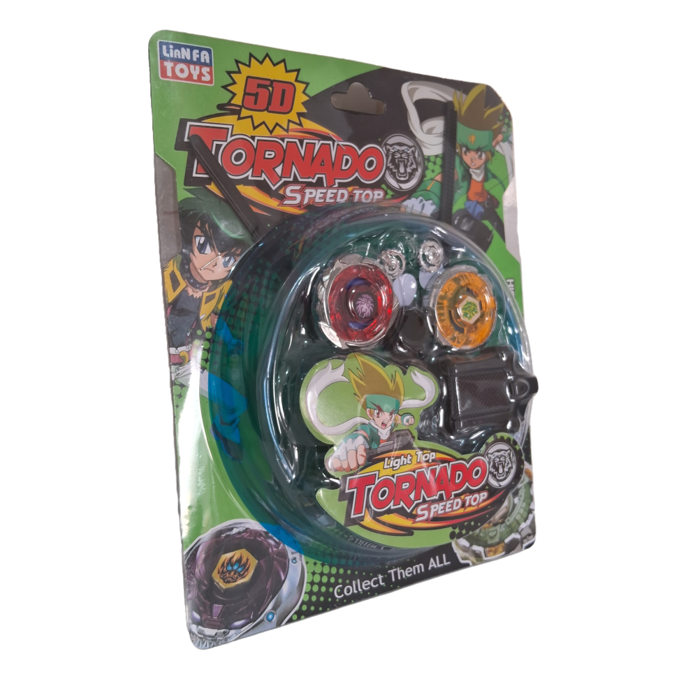 Brinquedo 2 BayBlade Piões Tornado Speed Top + 1 Arena + 2 Lançador